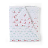 Fish Wave Block Printed Bed Sheet & Pillow Covers 90x108 - Eyaas